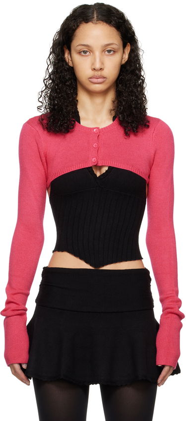 Sveter GUIZIO Guizio Micro Cropped Cardigan Ružová | R24610S003, 0