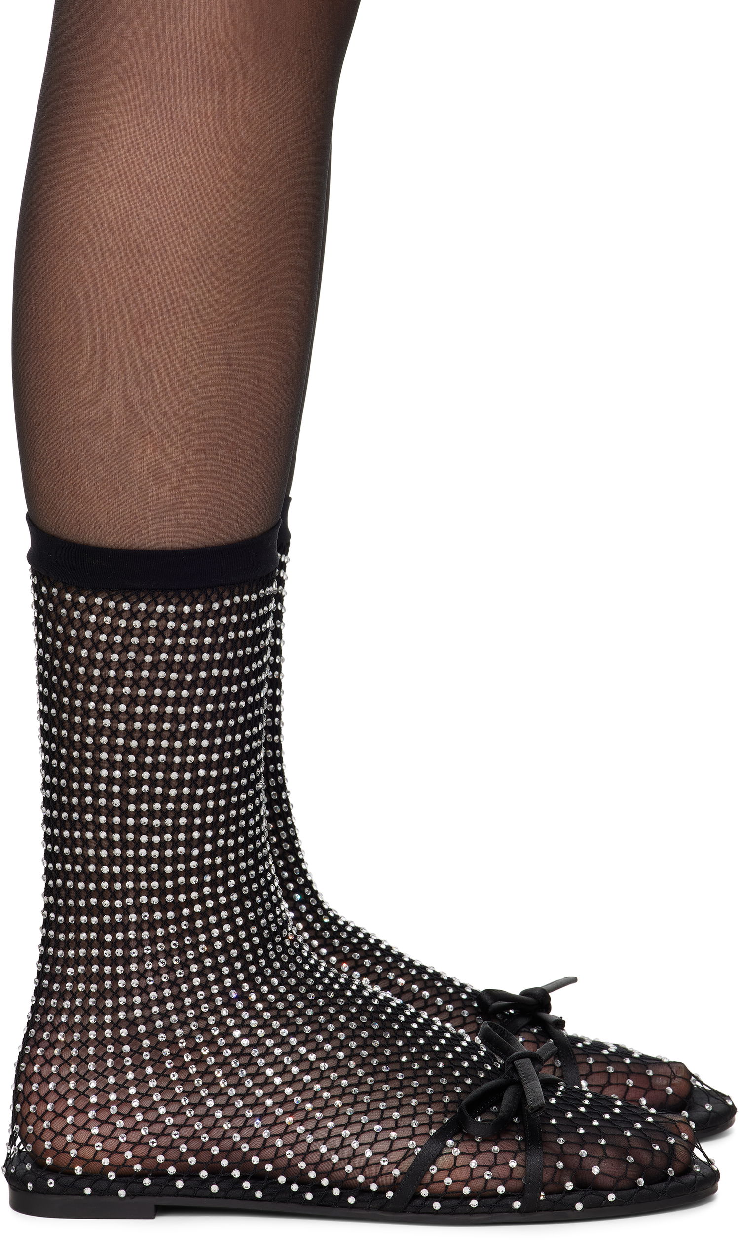 Ponožky Balenciaga Balenciaga Leopold Crystal-Embellished Mesh Ballerina Flats Čierna | 821043 W2EA2, 0