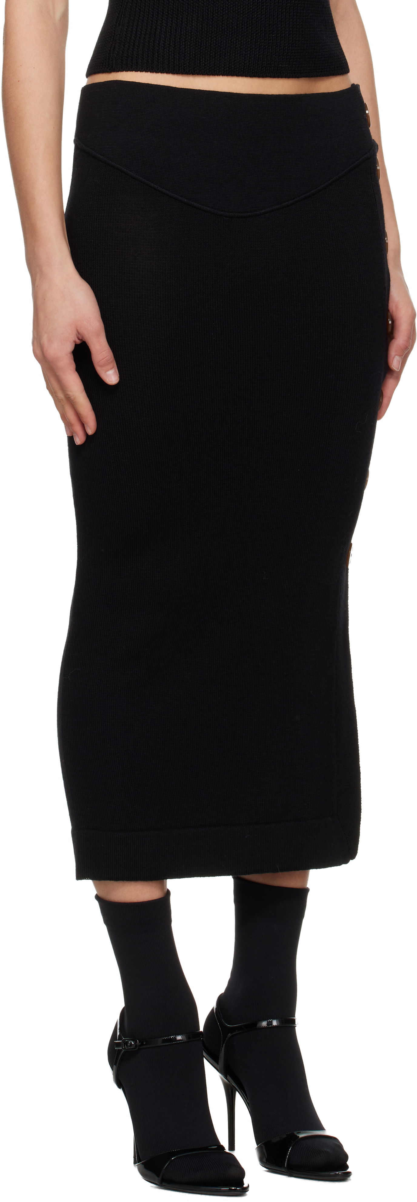 Sukňa Vivienne Westwood Pamela Rib Knit Buttoned Midi Skirt Čierna | 1802001F-Y002M-, 1