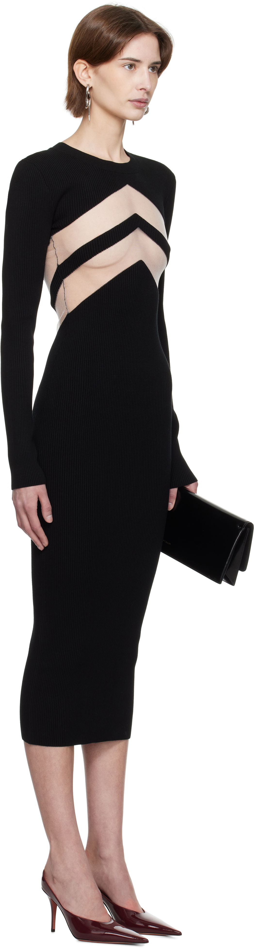 Šaty Jean Paul Gaultier Jean Paul Gaultier 'The Chevrons' Midi Dress Čierna | 25/33-F-RO379-M085-00, 1