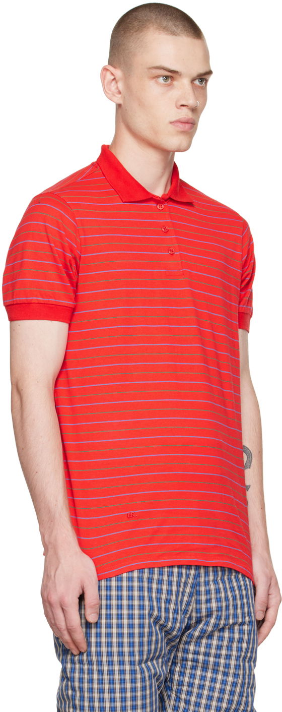Polo tričko ERL Striped Short Sleeve Polo Červená | ERL05T009, 1