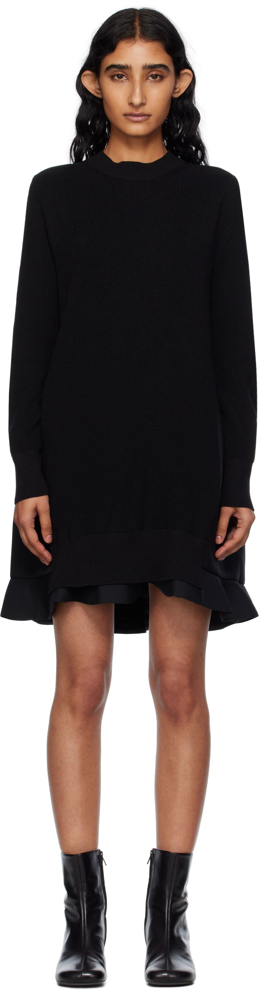 Šaty sacai Sacai Suiting Mix Knit Minidress Čierna | 25-07952