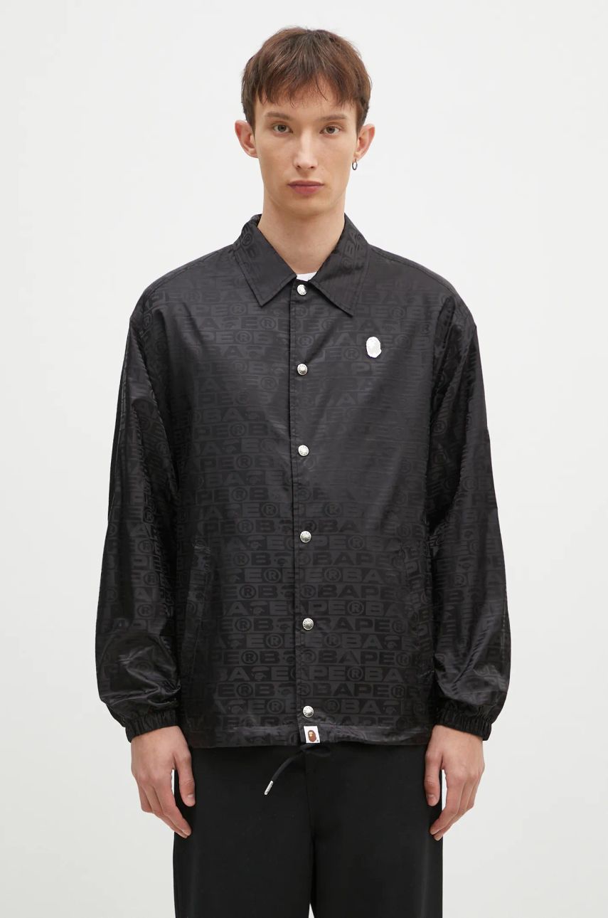 Vetrovka BAPE Lux Sport Pattern Jacquard Nylon Coach Jacket Čierna | 1K80140314, 0