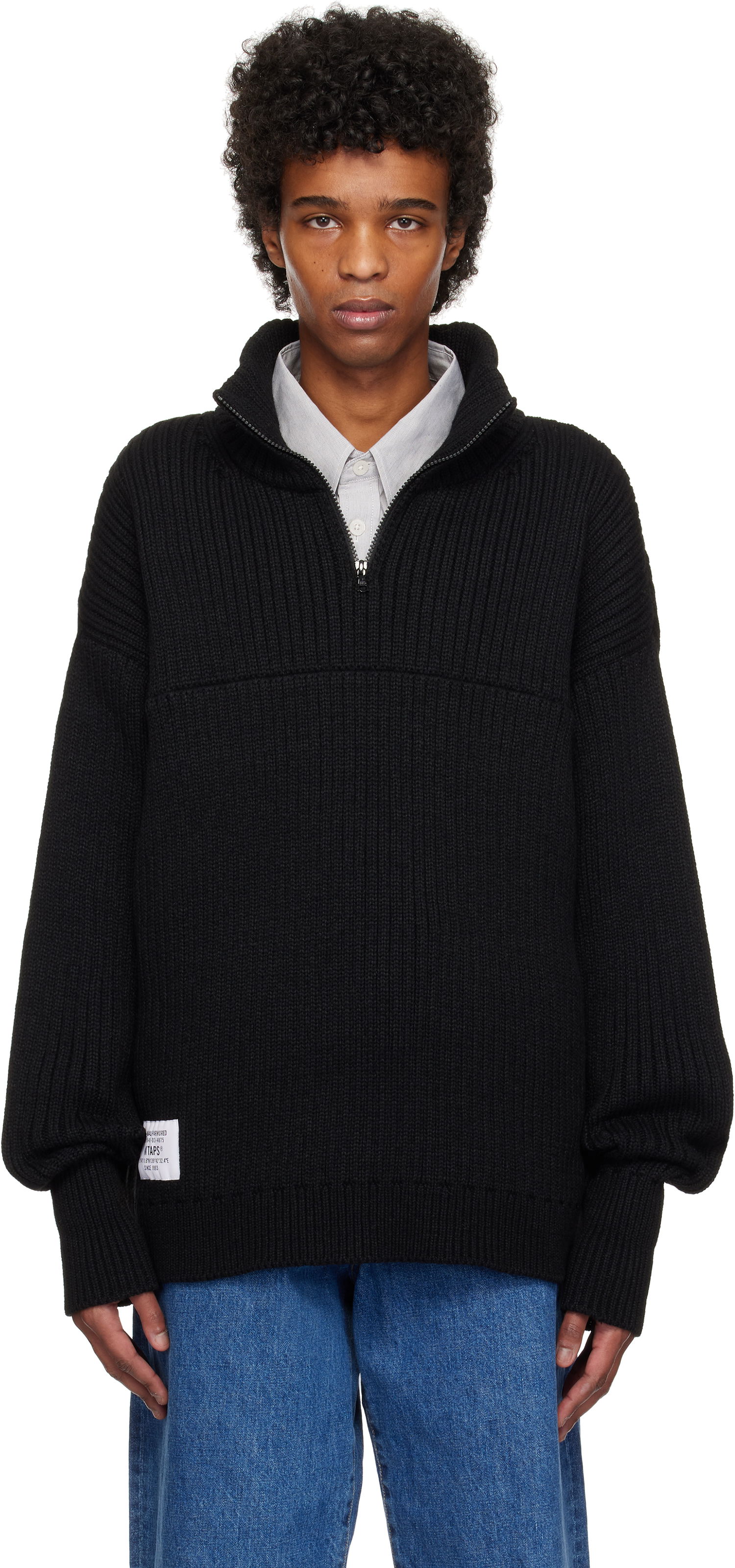 Sveter WTAPS WTAPS Sub Knit Quarter-Zip Sweater Čierna | 242MADT-KNM03, 0