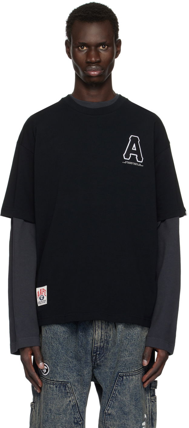 Tričko AAPE by A Bathing Ape AAPE by A Bathing Ape 'A' Logo Injection T-Shirt Čierna | AAPTEM1585XXMBKX, 0