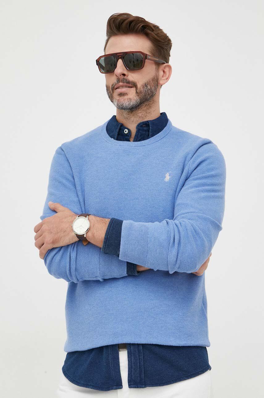 Sveter Polo by Ralph Lauren Cotton Crewneck Sweater Modrá | 710918163, 0