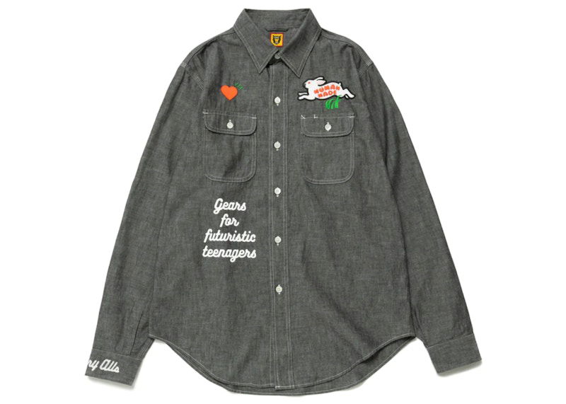 Košeľa Human Made Embroidered Chambray Shirt Šedá | HM24SH001, 0