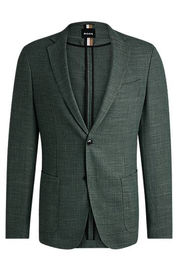 Bunda BOSS Slim-Fit Stretch Melange Jacket Zelené | 50521629, 0