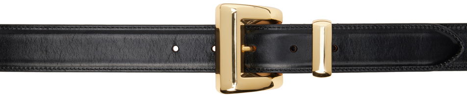 Opasok BY FAR Black Leather Belt With Gold-Tone Buckle Čierna | 23PFMACWBLL, 0