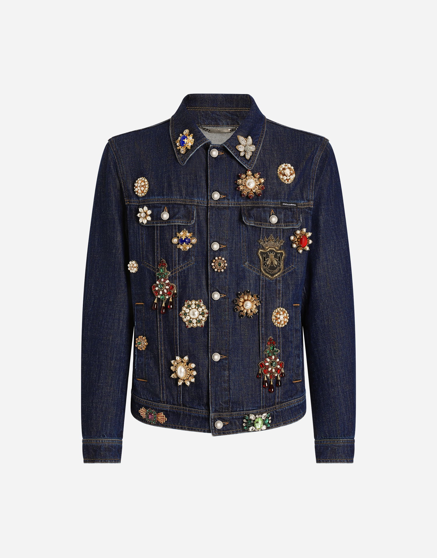 Bunda Dolce & Gabbana Dolce & Gabbana Bejeweled Denim Jacket Modrá | G9BKPZG8MF8S9001, 0