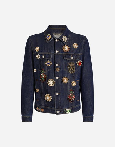 Bunda Dolce & Gabbana Dolce & Gabbana Bejeweled Denim Jacket Modrá | G9BKPZG8MF8S9001, 0