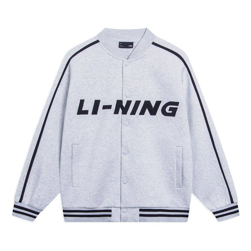Bomber bunda Li-Ning Striped Graphic Baseball Jacket Šedá | AWDT545-4