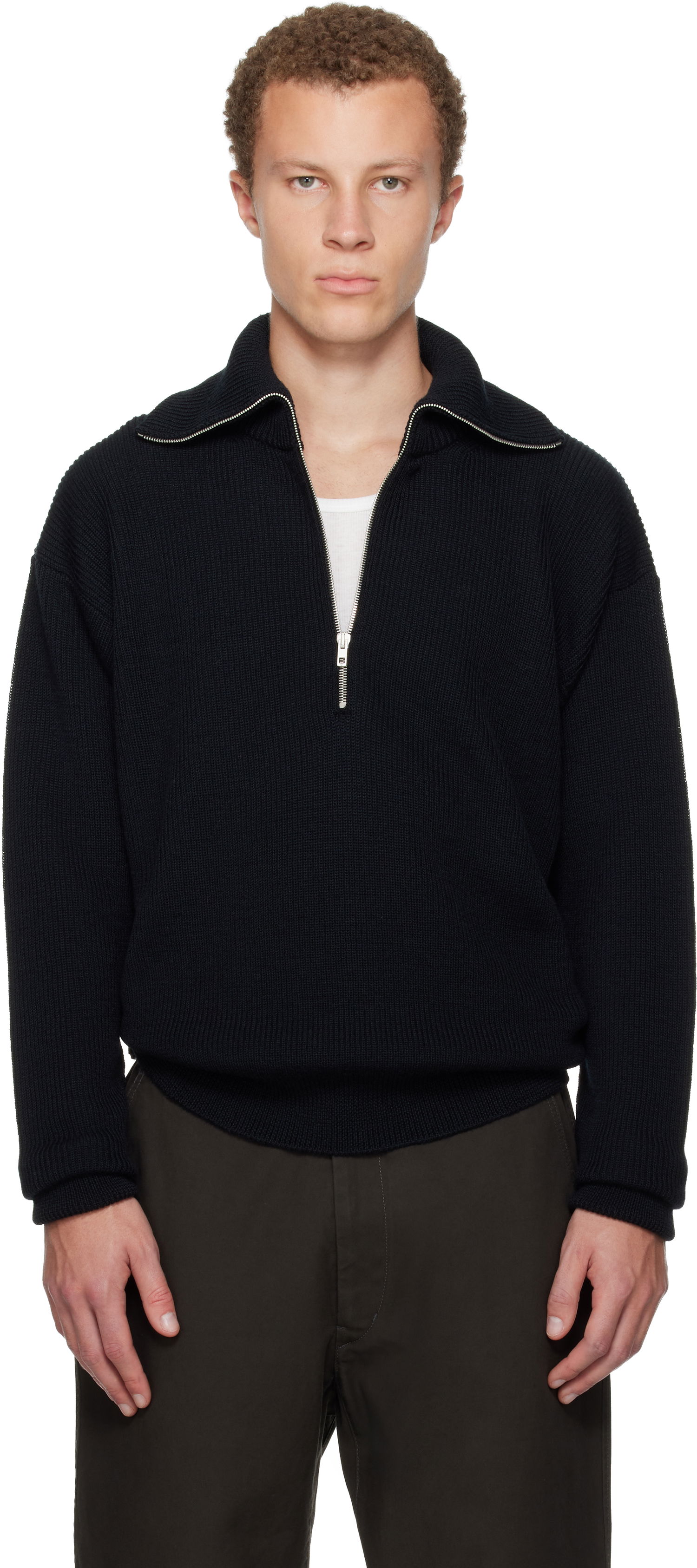 Sveter LEMAIRE Half Zip Sweater Čierna | TO1439 LK1042, 0