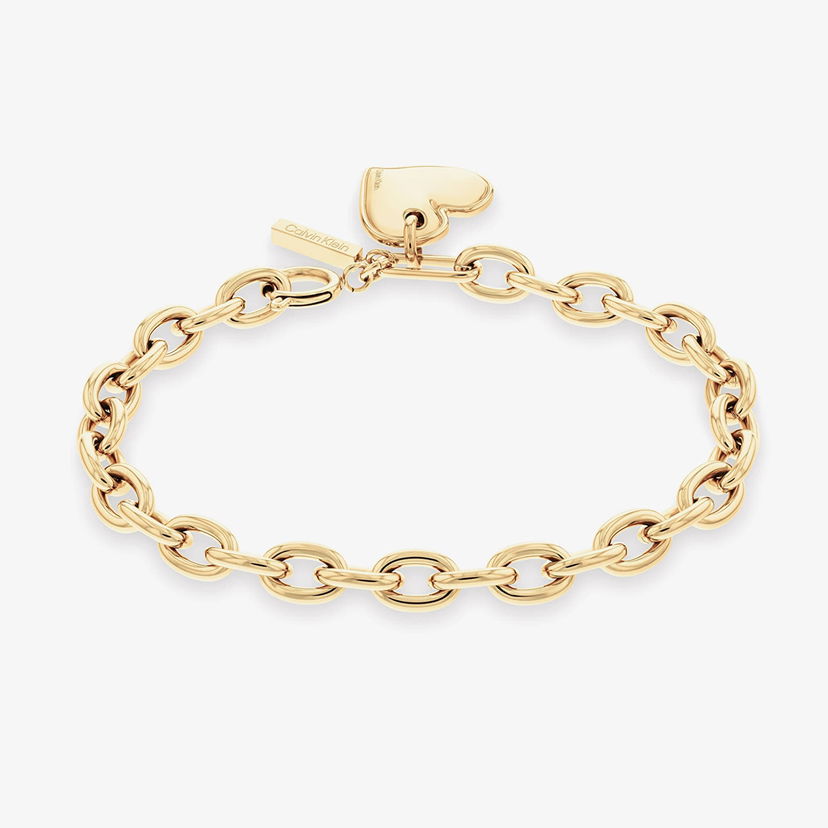 Náramok CALVIN KLEIN Oval Chain Link Bracelet with Heart Charm Žltá | 35000297