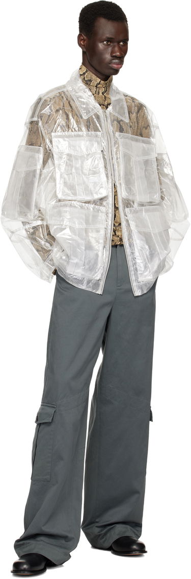 Kabáty Dries Van Noten Dries Van Noten Transparent Nylon Patch Pocket Jacket Biela | 251-020529-1257, 3