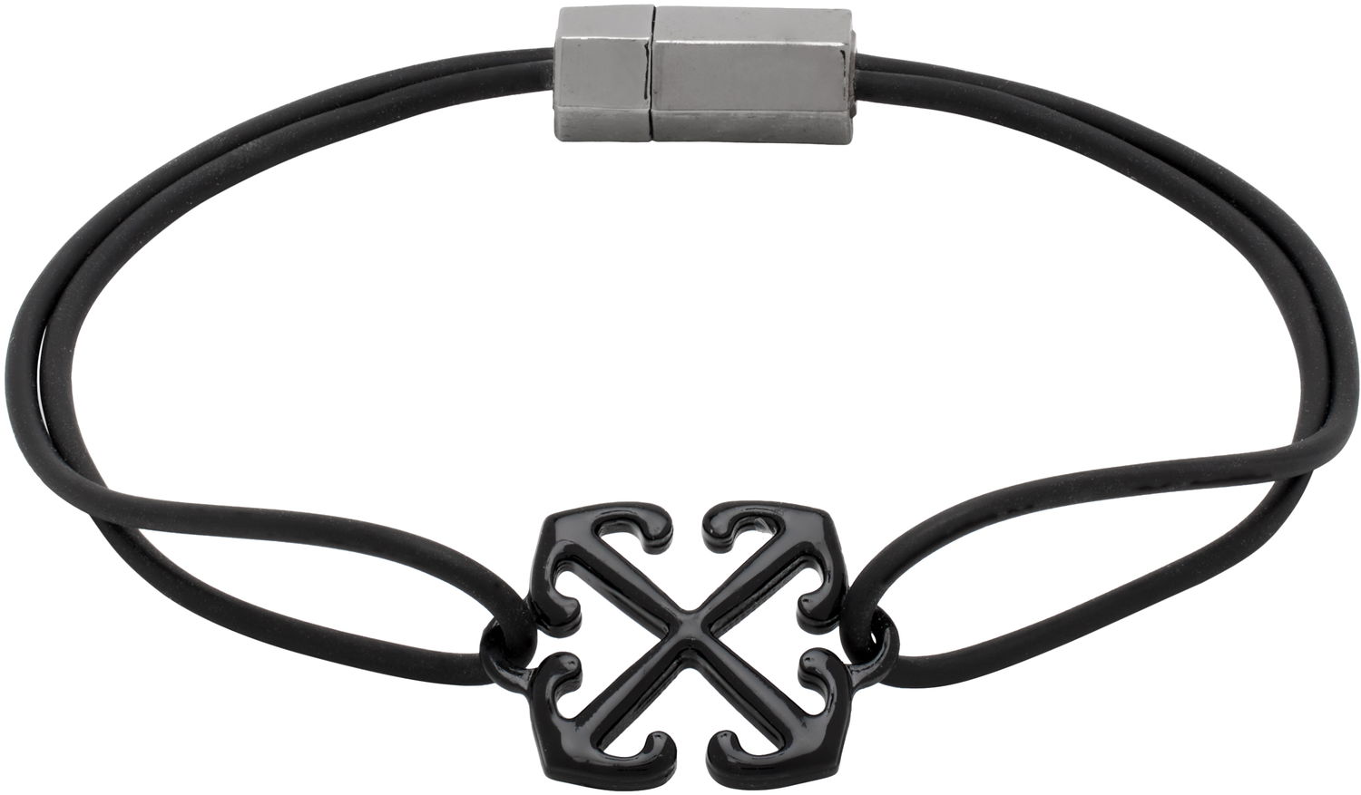 Náramok Off-White Rubber Bracelet With Metal Clasp Čierna | OMOA10AC99MET0011010, 0