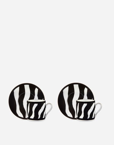 Home decor Dolce & Gabbana Casa Zebra Print Gift Box With 2 Porcelain Espresso Cups With Saucers - Coffee Cups Onesize Čierna | TC0S23TCA70UZ003, 1