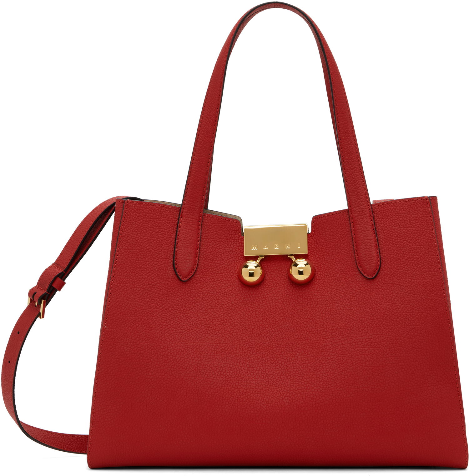 Kabelka Marni Marni Leather Trunkaroo Small Tote Červená | BMMP0150U0 P8185, 0