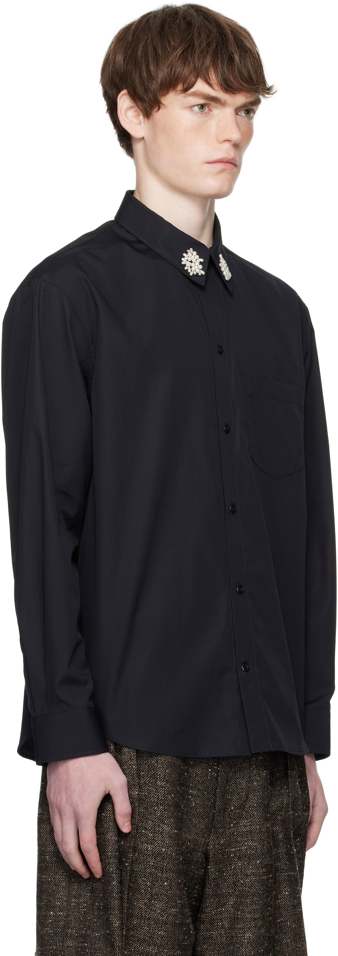 Košeľa Simone Rocha Simone Rocha Beaded Flower Cluster Classic Shirt Čierna | 5384B 1025, 1