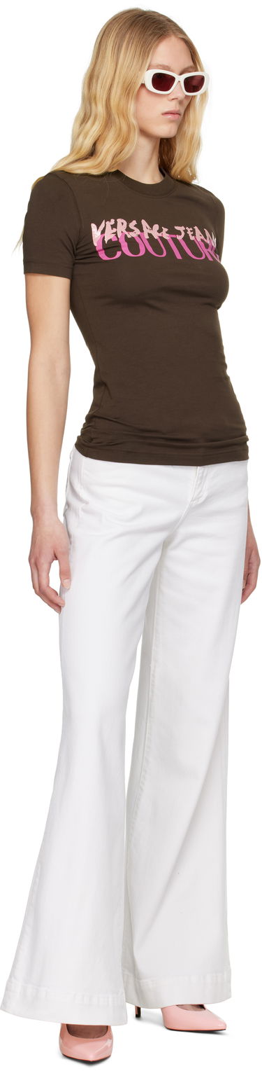 Tričko Versace Versace Jeans Couture Institutional Logo T-Shirt Hnedá | E78HAHE06_ECJ02E, 3