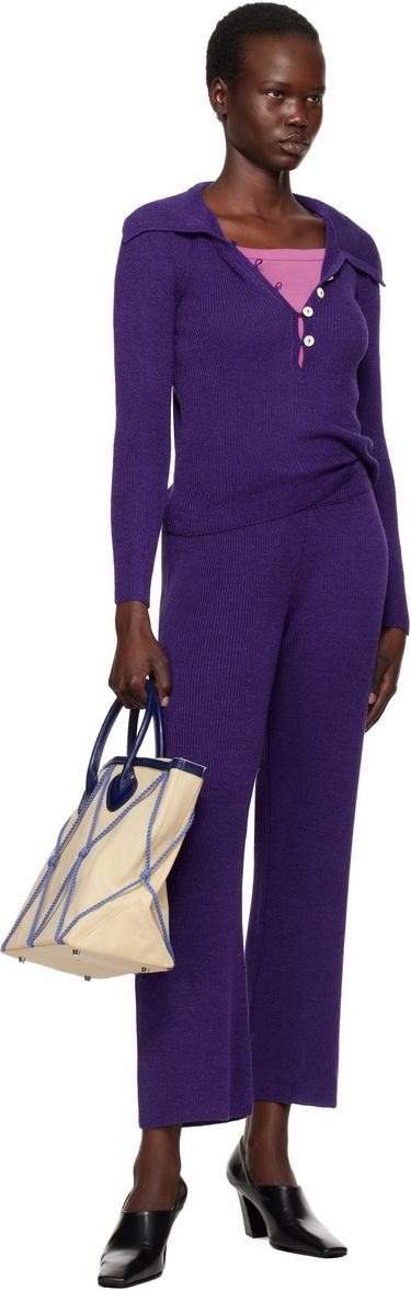 Sveter Bode Quincy Knit Polo Fialová | WRF24KT025, 3
