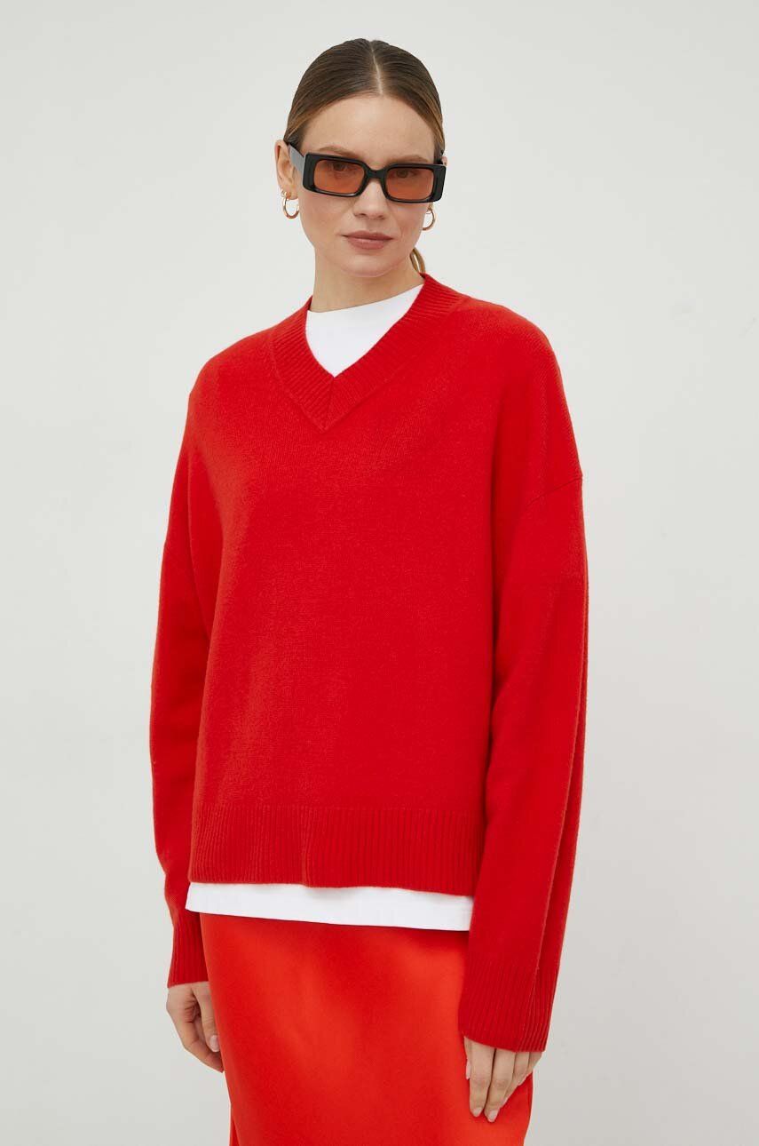 Sveter Samsoe Samsoe Amaris V-Neck Sweater Červená | F20400019, 0