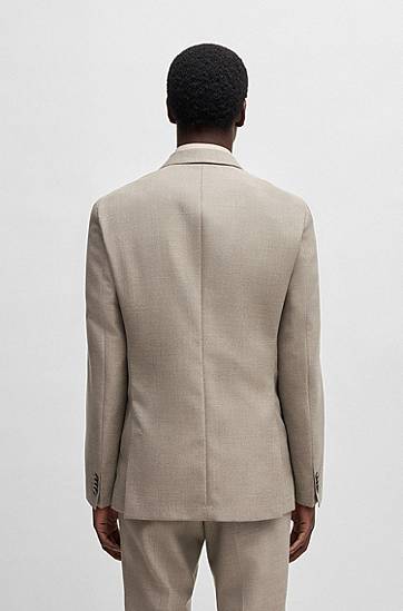 Bunda BOSS BOSS Slim-Fit Patterned Virgin Wool Blazer Béžová | 50535043, 1