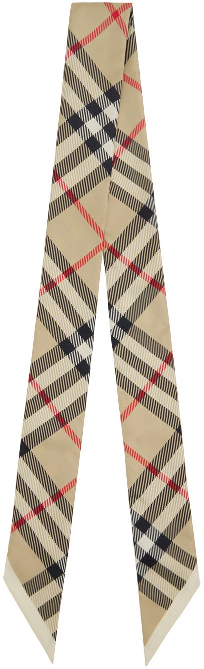 Šál Burberry Skinny Check Silk Scarf Béžová | 8083301