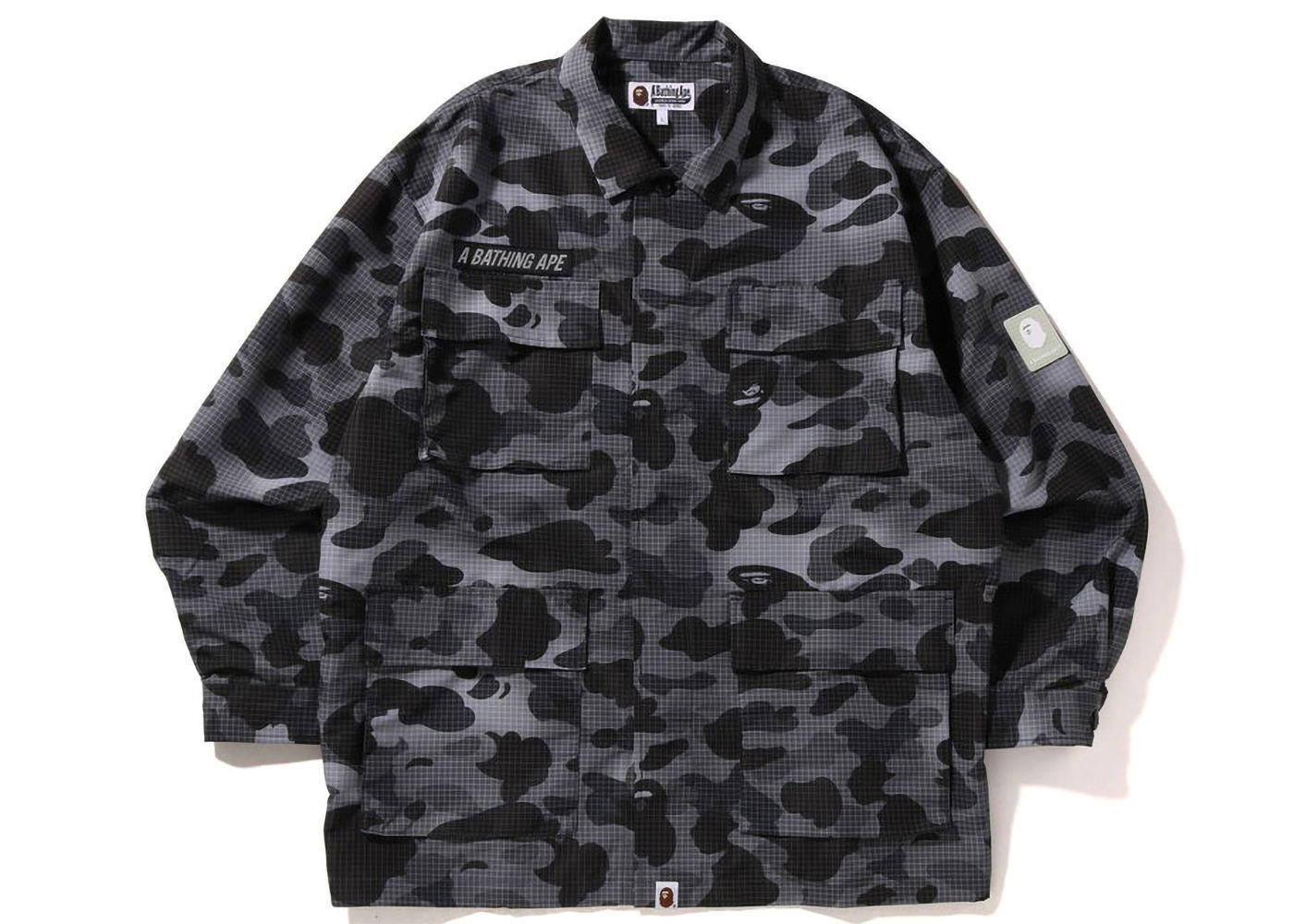Košeľa BAPE Grid Camo Relaxed Fit Military Shirt Čierna | 1I80-113-006, 0