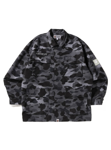 Košeľa BAPE Grid Camo Relaxed Fit Military Shirt Čierna | 1I80-113-006