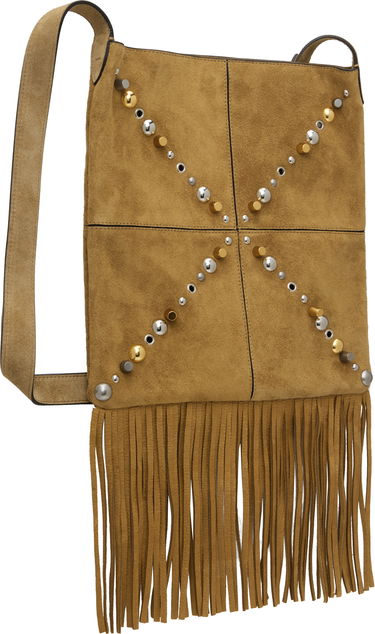 Taška cez rameno Valentino Valentino Garavani Nellcote Suede Fringe Shoulder Bag Hnedá | 6Y2B0D27CMC, 2