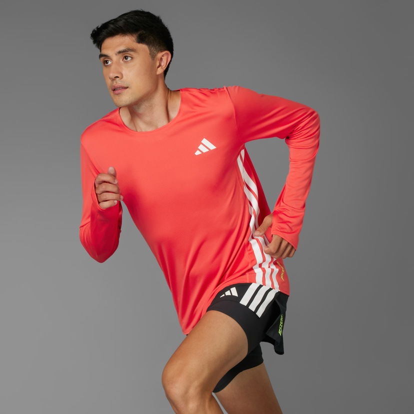 Tričko adidas Performance Adizero Long Sleeve Running T-Shirt Červená | JD3639