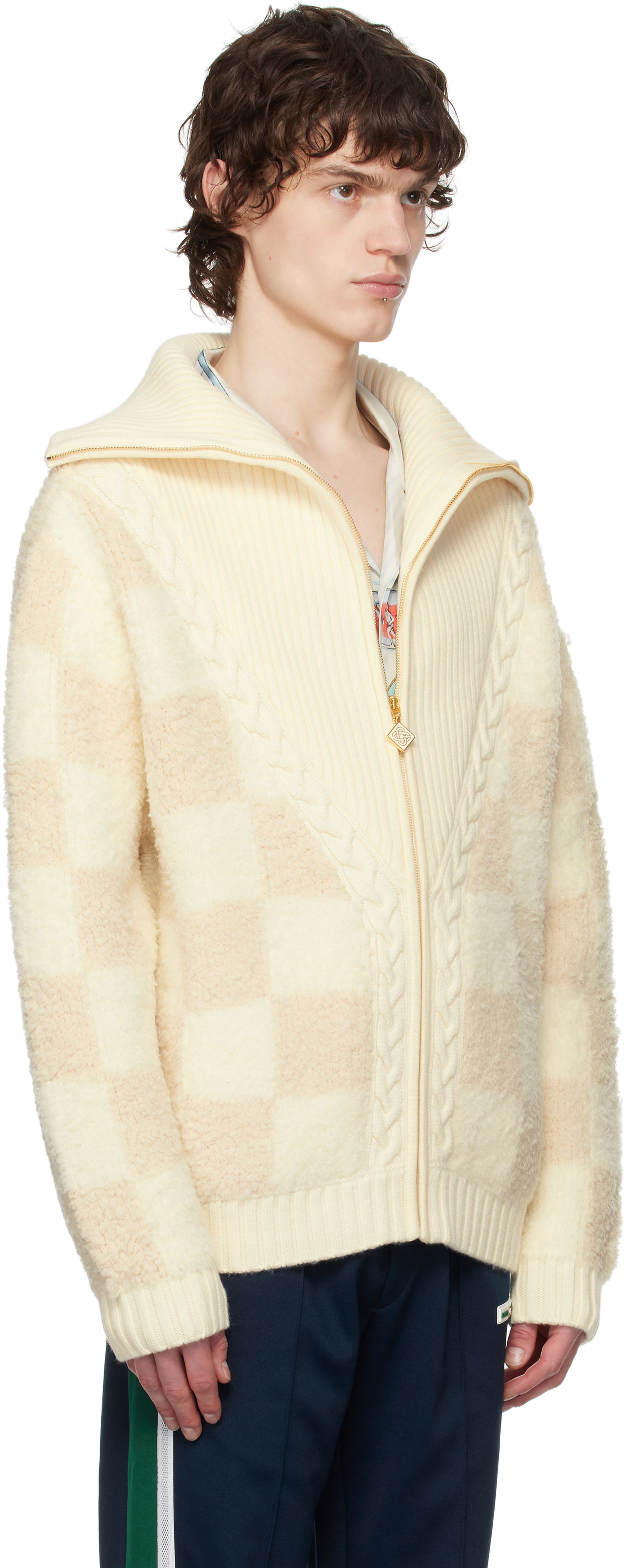 Sveter Casablanca Casablanca Merino Fleece Zip-Up Jacket Béžová | MPS25-KW-851-01, 1