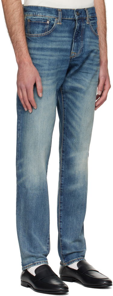 Džínsy BOSS BECKHAM x BOSS Slim-Fit Vintage-Wash Jeans Modrá | 50549119, 2