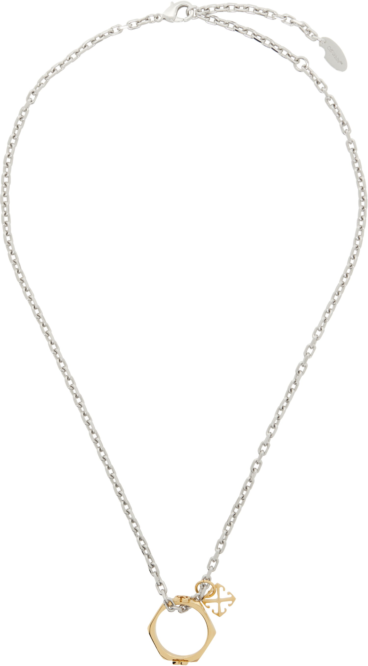 Náhrdelník Off-White Silver & Gold Chain With Pendant Necklace Metalická | OMOB15NS25MET0017276, 0