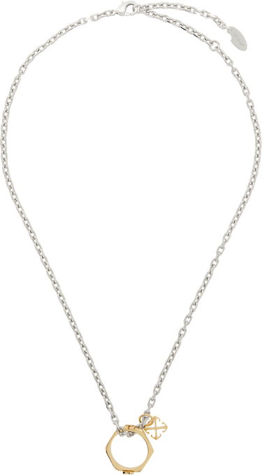 Náhrdelník Off-White Silver & Gold Chain With Pendant Necklace Metalická | OMOB15NS25MET0017276, 0