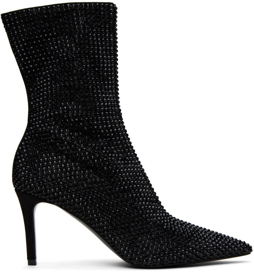 Starostlivosť o obuv Stella McCartney Stella McCartney Iconic Crystal-Embellished Pointed-Toe Boots Čierna | 810276E00059, 0