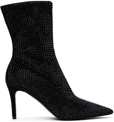 Starostlivosť o obuv Stella McCartney Stella McCartney Iconic Crystal-Embellished Pointed-Toe Boots Čierna | 810276E00059, 0