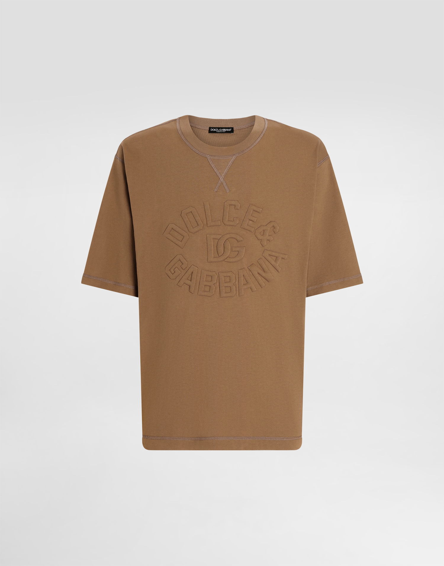 Tričko Dolce & Gabbana Dolce & Gabbana Cotton T-Shirt with Embossed Logo Hnedá | G8SJ6ZG7O2QM0672, 0