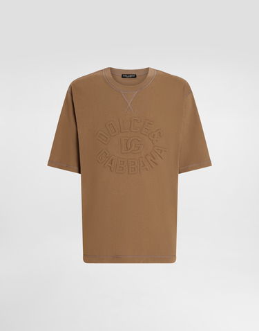 Tričko Dolce & Gabbana Dolce & Gabbana Cotton T-Shirt with Embossed Logo Hnedá | G8SJ6ZG7O2QM0672, 0