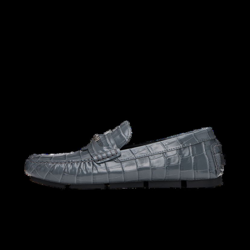 Tenisky a topánky Versace Gray Medusa Croc-Effect Driver Loafers Šedá | 1013960_1A09881