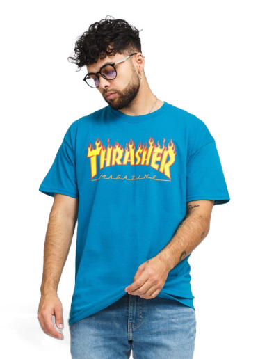 Tričko Thrasher Flame Logo Tee Modrá | 074608