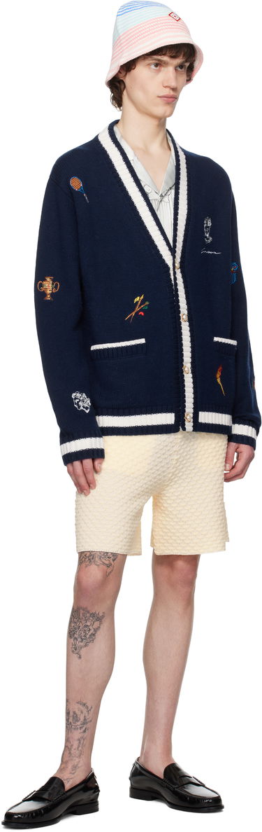 Sveter Casablanca Casablanca Cashmere Embroidered Cardigan Navy | U-MPS25-KW-861-01, 3