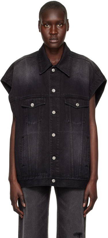 Vesta We11done We11done Horror Movie Sleeveless Denim Jacket Čierna | WD-DV3-22-384-U-BK, 0