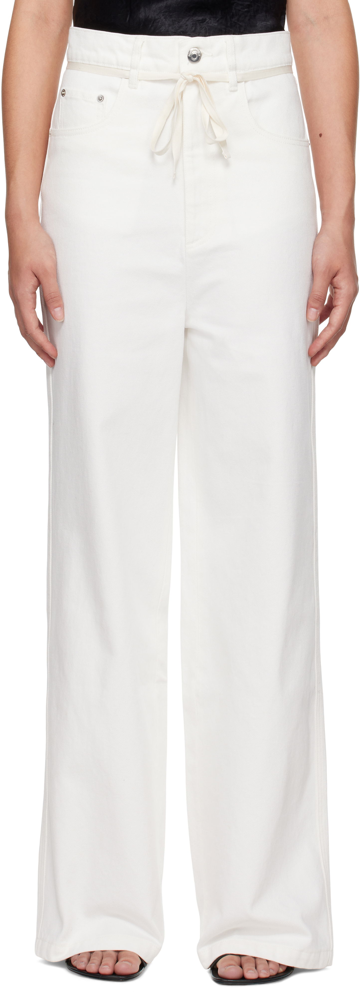 Džínsy Nanushka High-Waisted Wide-Leg Jeans Biela | NW24FWPA35700, 0