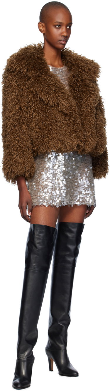 Bomber bunda Anna Sui Curly Faux-Fur Cropped Jacket Hnedá | 824F30, 3