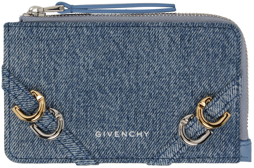 Peňaženka Givenchy Voyou Zipped Denim Card Holder Modrá | BB60LSB20G420