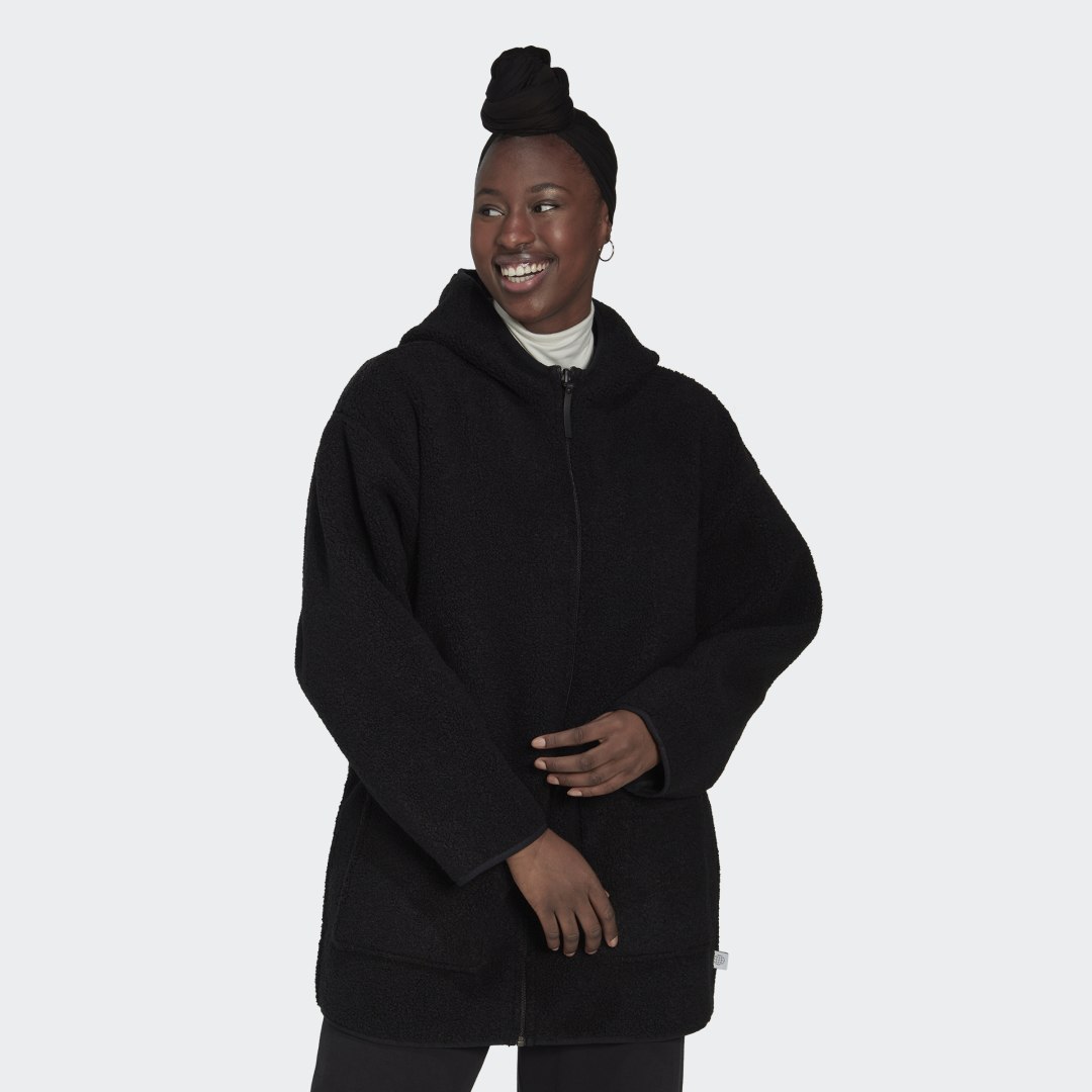 Bunda adidas Originals Polar Fleece Long Hooded Jacket Čierna | HM2841, 0