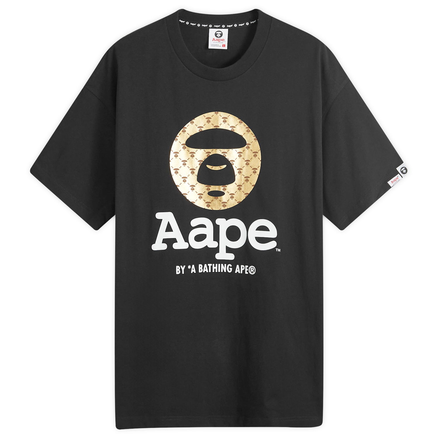 Tričko AAPE by A Bathing Ape AAPE Monogram Moonface T-Shirt, Size Large Čierna | AAPTEM1446XXMBKX, 0