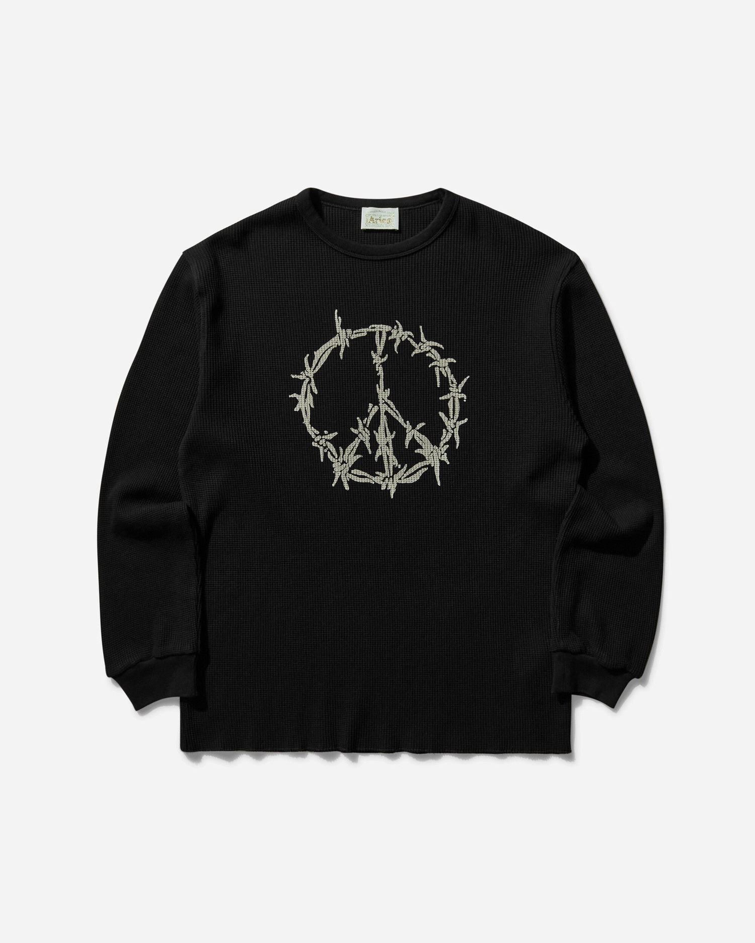 Sveter Aries Peace Press Gothic Waffle Longsleeve T-Shirt Čierna | AR6003903 BLK, 0